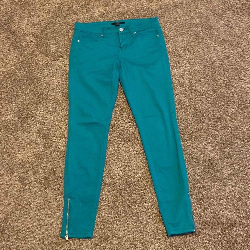F21 teal jeggings
